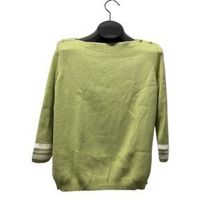 Emma James Vintage Lime Green Quarter Sleeved Boat Neckline Sweater Size L